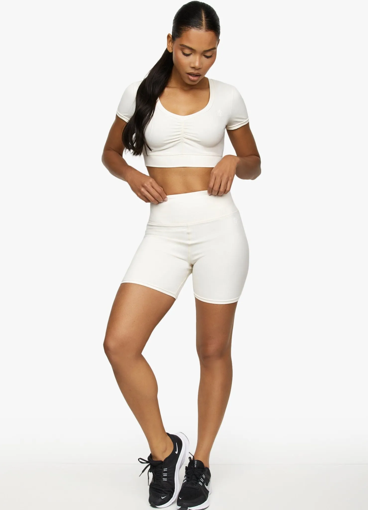 Gymwear<Gym King Scrunch Cap Sleeve Tee Cream