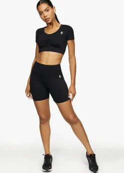 Tops & T-Shirts<Gym King Scrunch Cap Sleeve Tee Black