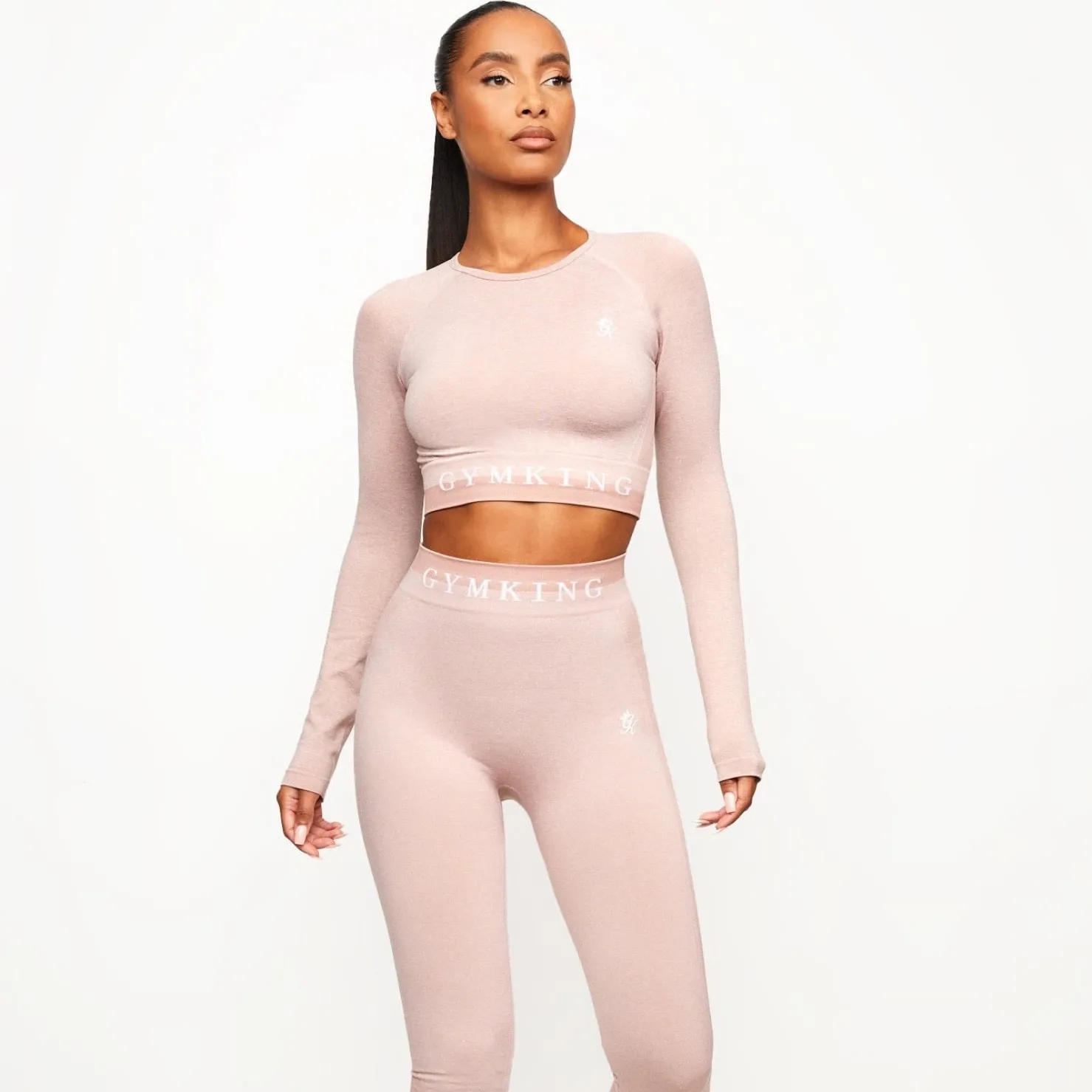 Tops & T-Shirts<Gym King Seamless Results Long Sleeve Crop Tee Pink Meringue