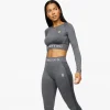 Tops & T-Shirts<Gym King Seamless Results Ls Crop Smoke Grey Marl