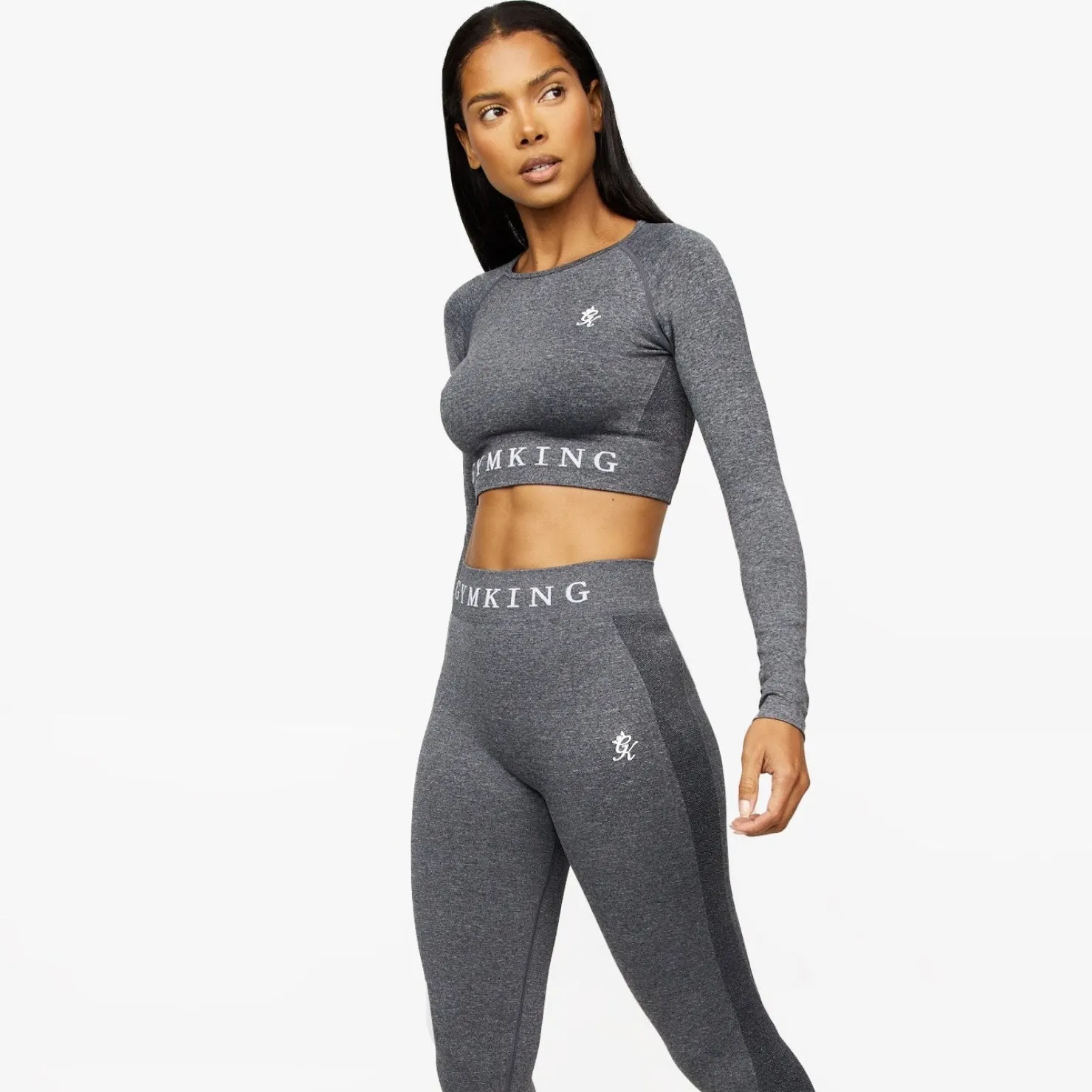 Tops & T-Shirts<Gym King Seamless Results Ls Crop Smoke Grey Marl