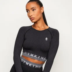 Gymwear<Gym King Seamless Results Long Sleeve Crop Tee Black