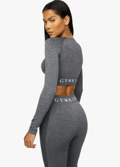 Tops & T-Shirts<Gym King Seamless Results Ls Crop Smoke Grey Marl