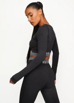 Gymwear<Gym King Seamless Results Long Sleeve Crop Tee Black