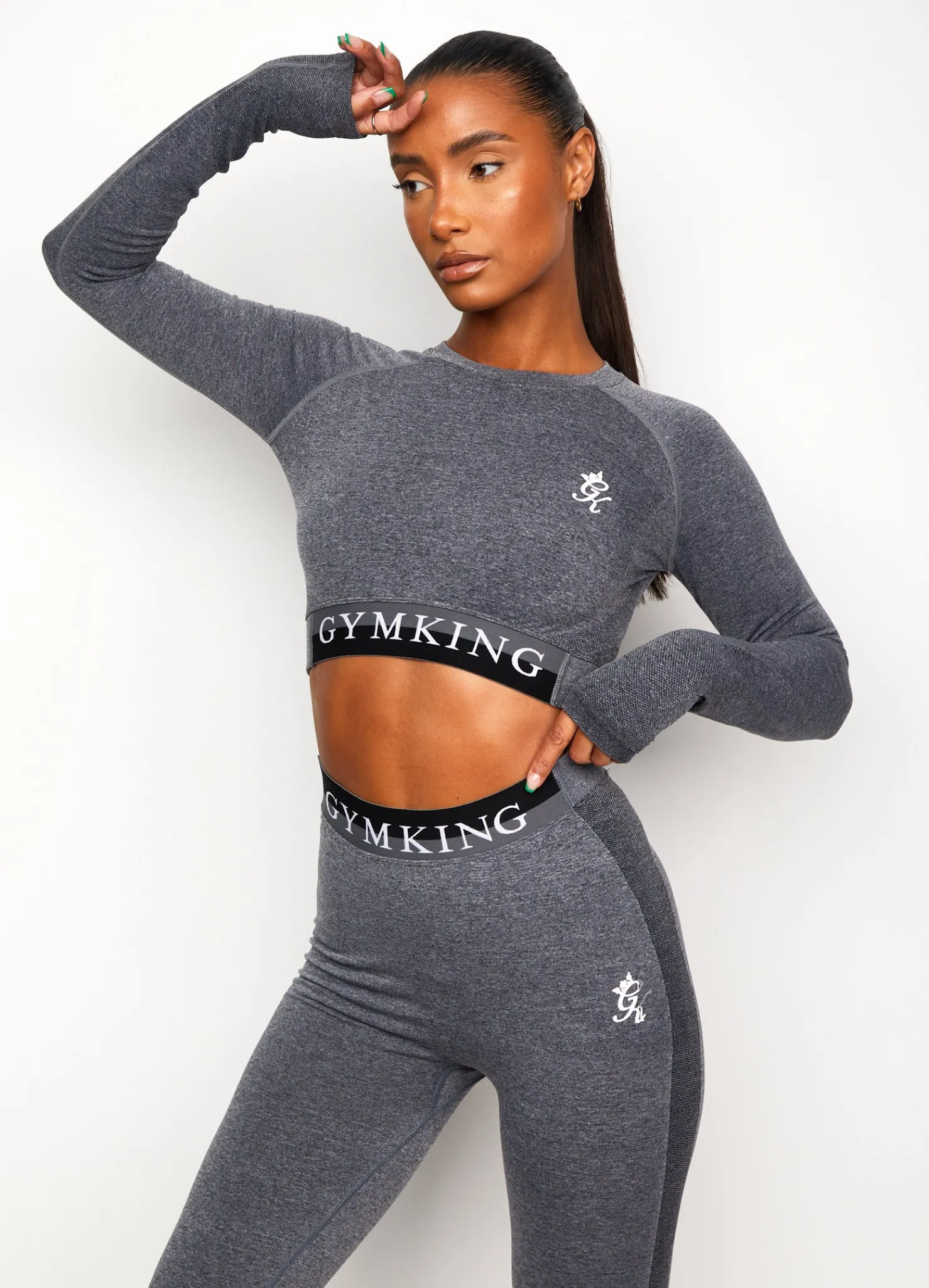 Gymwear<Gym King Seamless Results Long Sleeve Crop Tee Mid Grey Marl