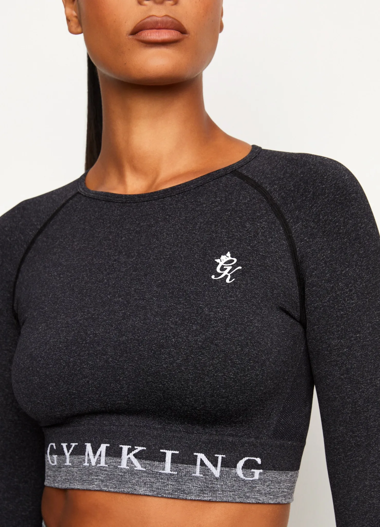 Tops & T-Shirts<Gym King Seamless Results Long Sleeve Crop Tee Black