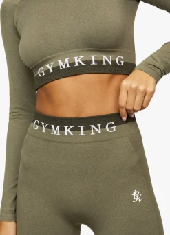 Tops & T-Shirts<Gym King Seamless Results Long Sleeve Crop Khaki