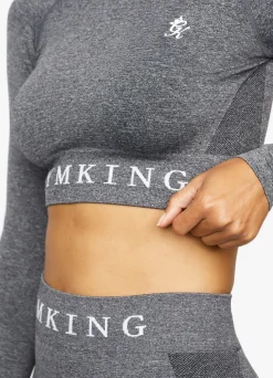 Tops & T-Shirts<Gym King Seamless Results Ls Crop Smoke Grey Marl