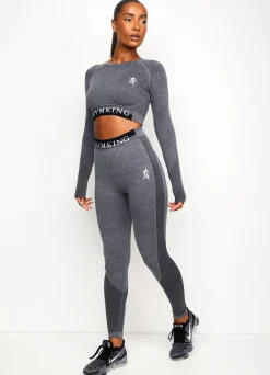 Tops & T-Shirts<Gym King Seamless Results Long Sleeve Crop Tee Mid Grey Marl