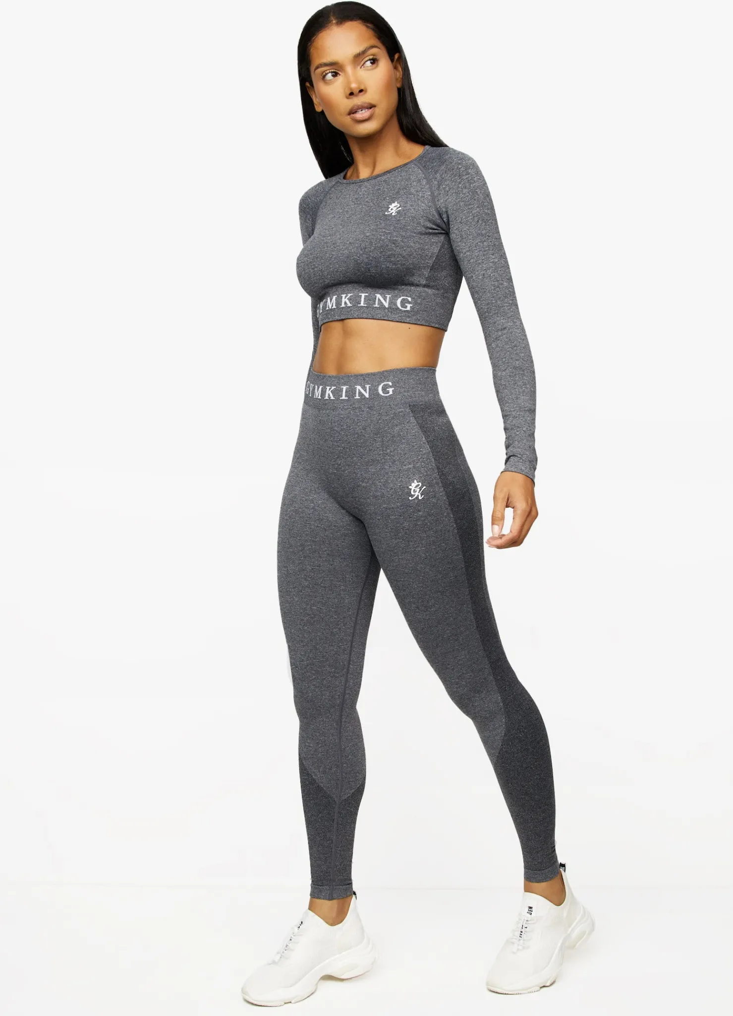 Tops & T-Shirts<Gym King Seamless Results Ls Crop Smoke Grey Marl