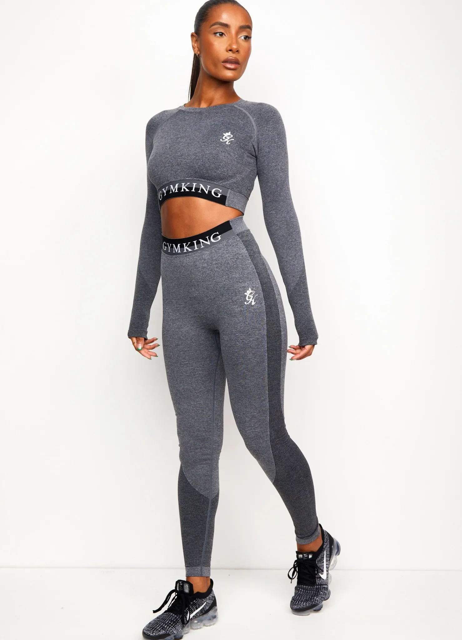 Gymwear<Gym King Seamless Results Long Sleeve Crop Tee Mid Grey Marl