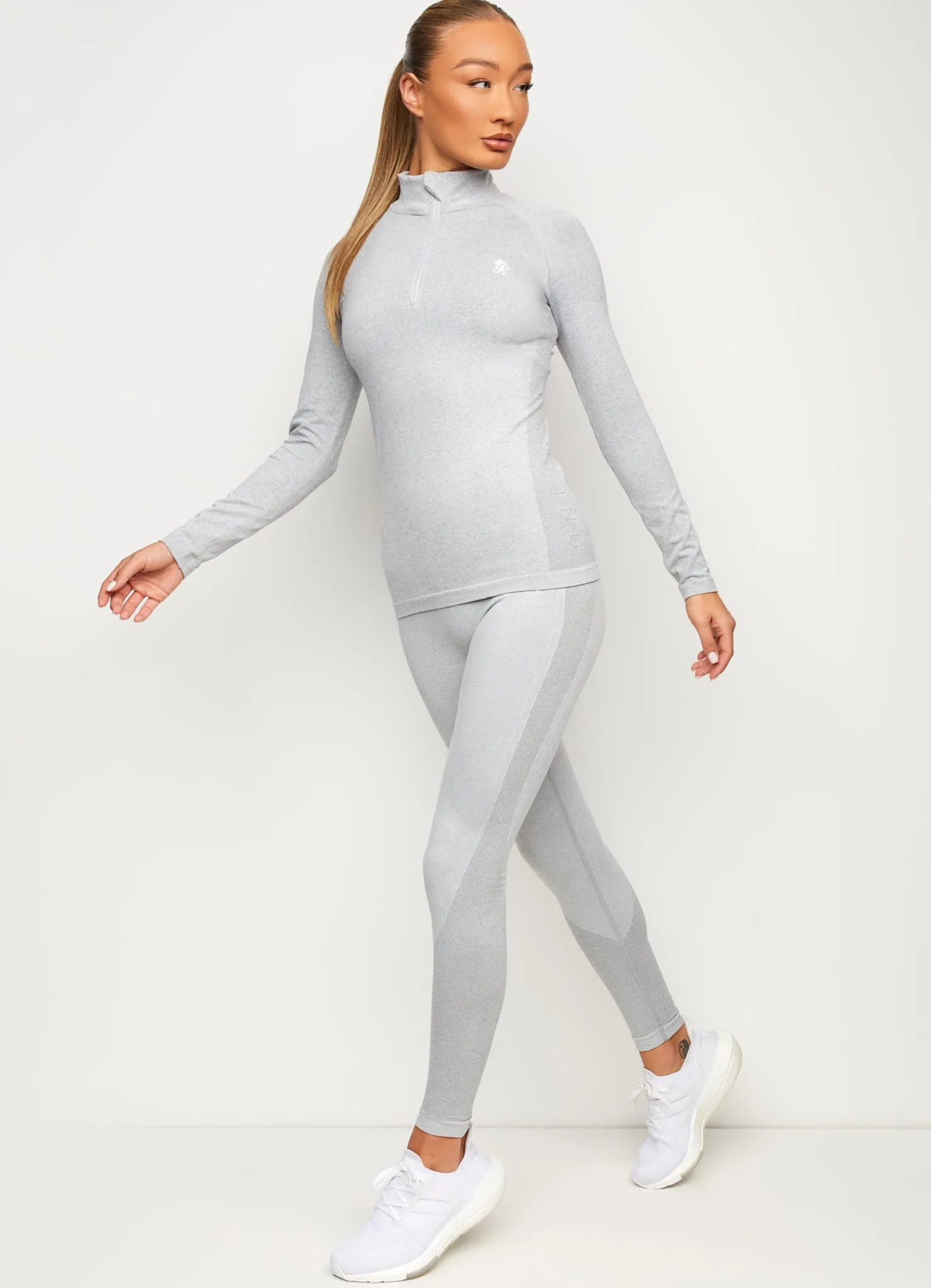 Tops & T-Shirts<Gym King Seamless Results 1/4 Zip Funnel Ice Melange
