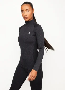 Gymwear<Gym King Seamless Results 1/4 Zip Funnel Black
