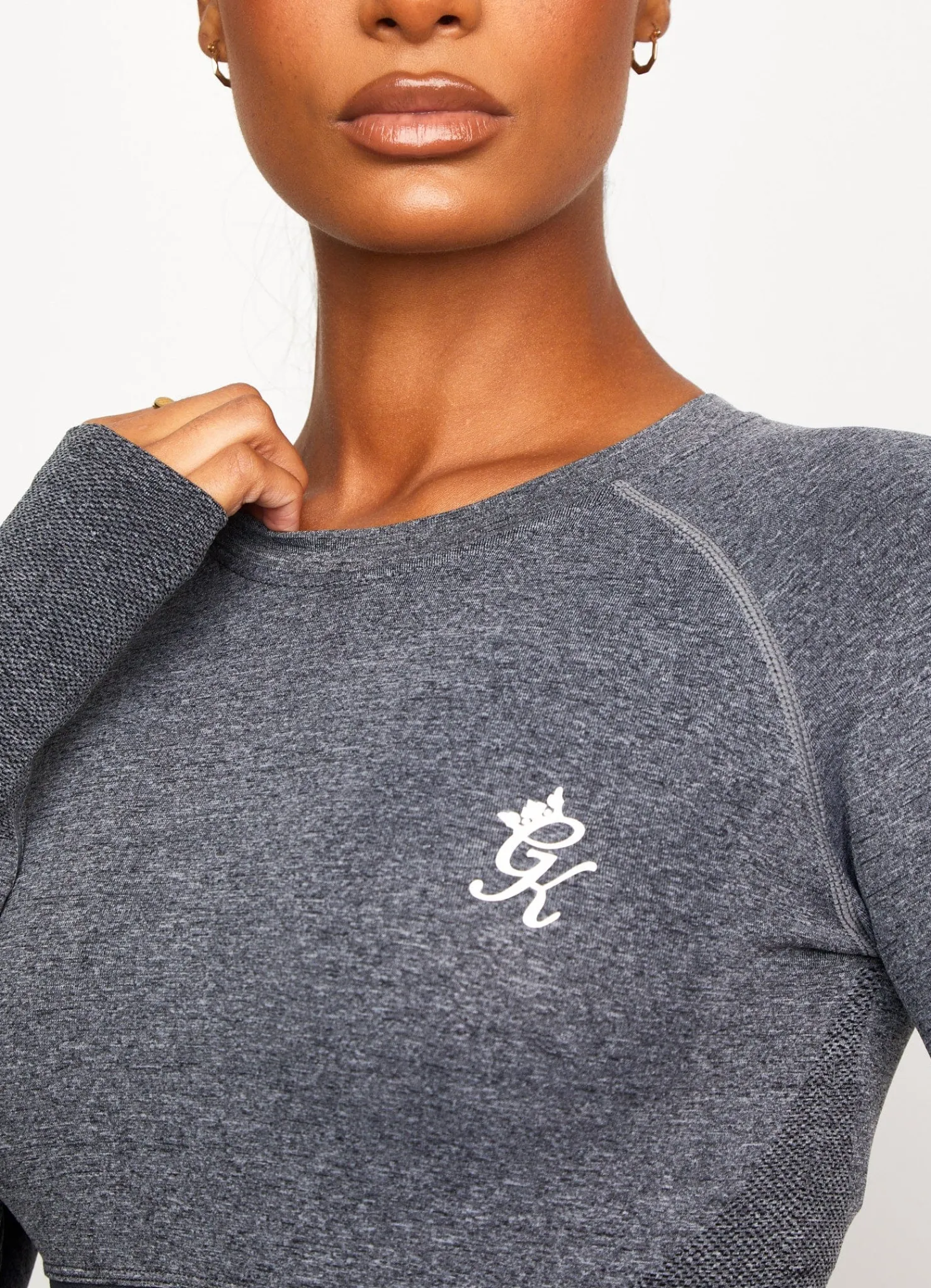 Gymwear<Gym King Seamless Results Long Sleeve Crop Tee Mid Grey Marl
