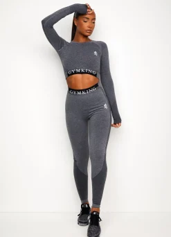 Gymwear<Gym King Seamless Results Long Sleeve Crop Tee Mid Grey Marl