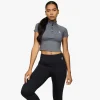 Gymwear<Gym King Short Sleeve Taped Crop Funnel Dark Grey