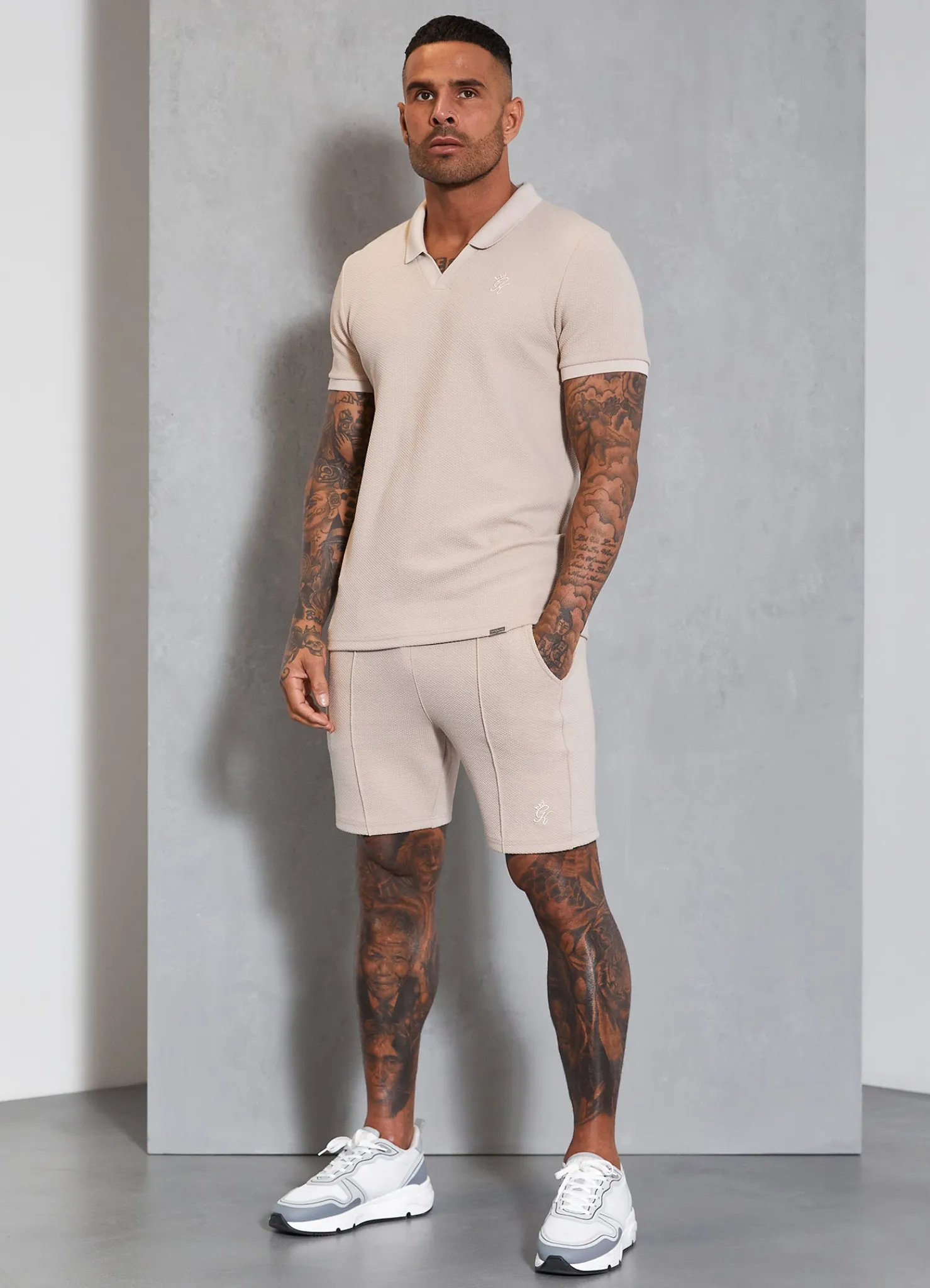 Twin Sets<Gym King Signature Texture Polo Stone