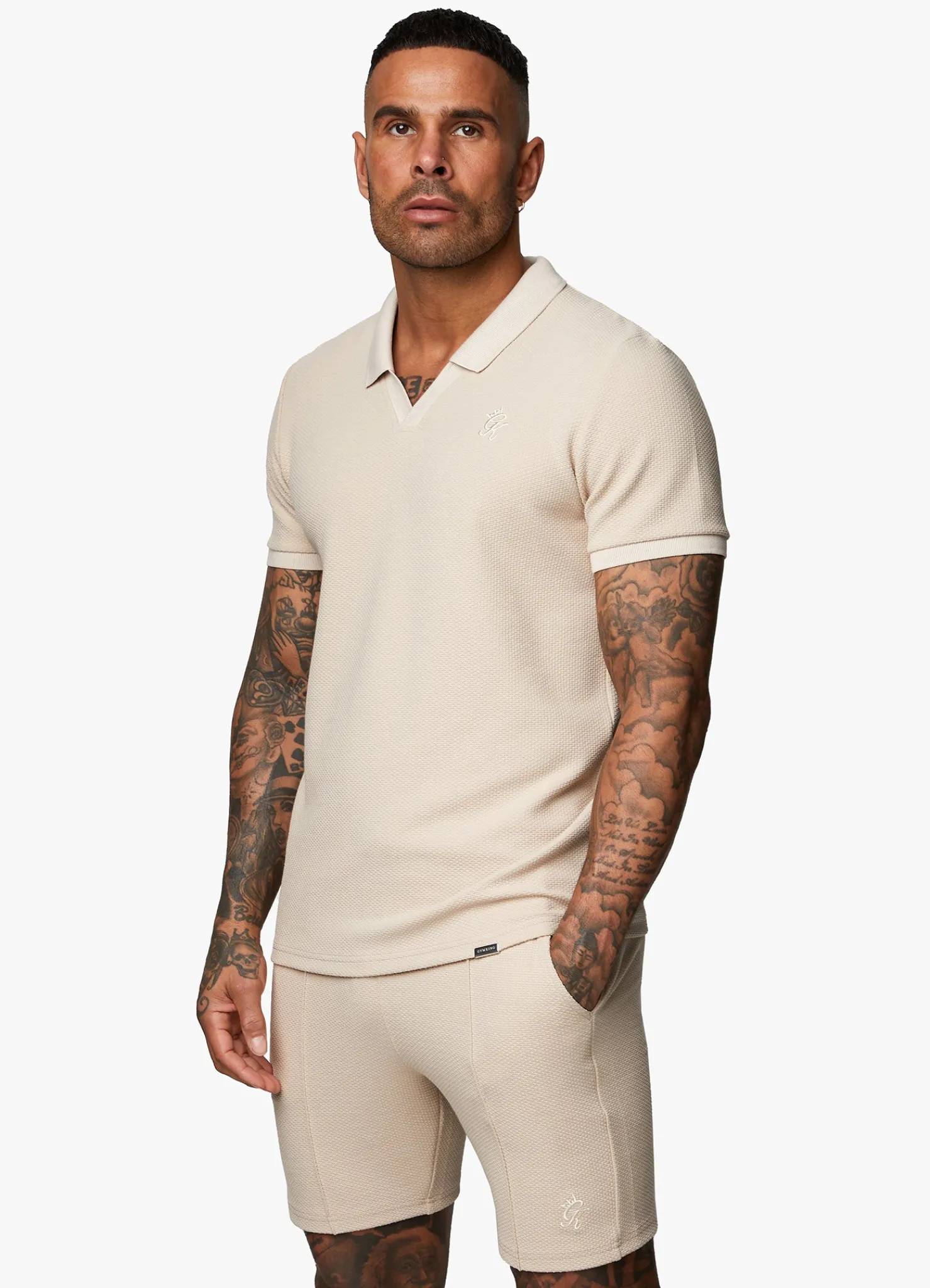 Twin Sets<Gym King Signature Texture Polo Stone