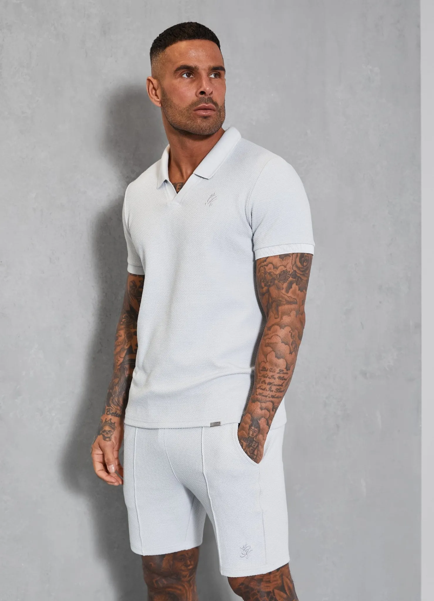 Twin Sets<Gym King Signature Texture Short Light Grey
