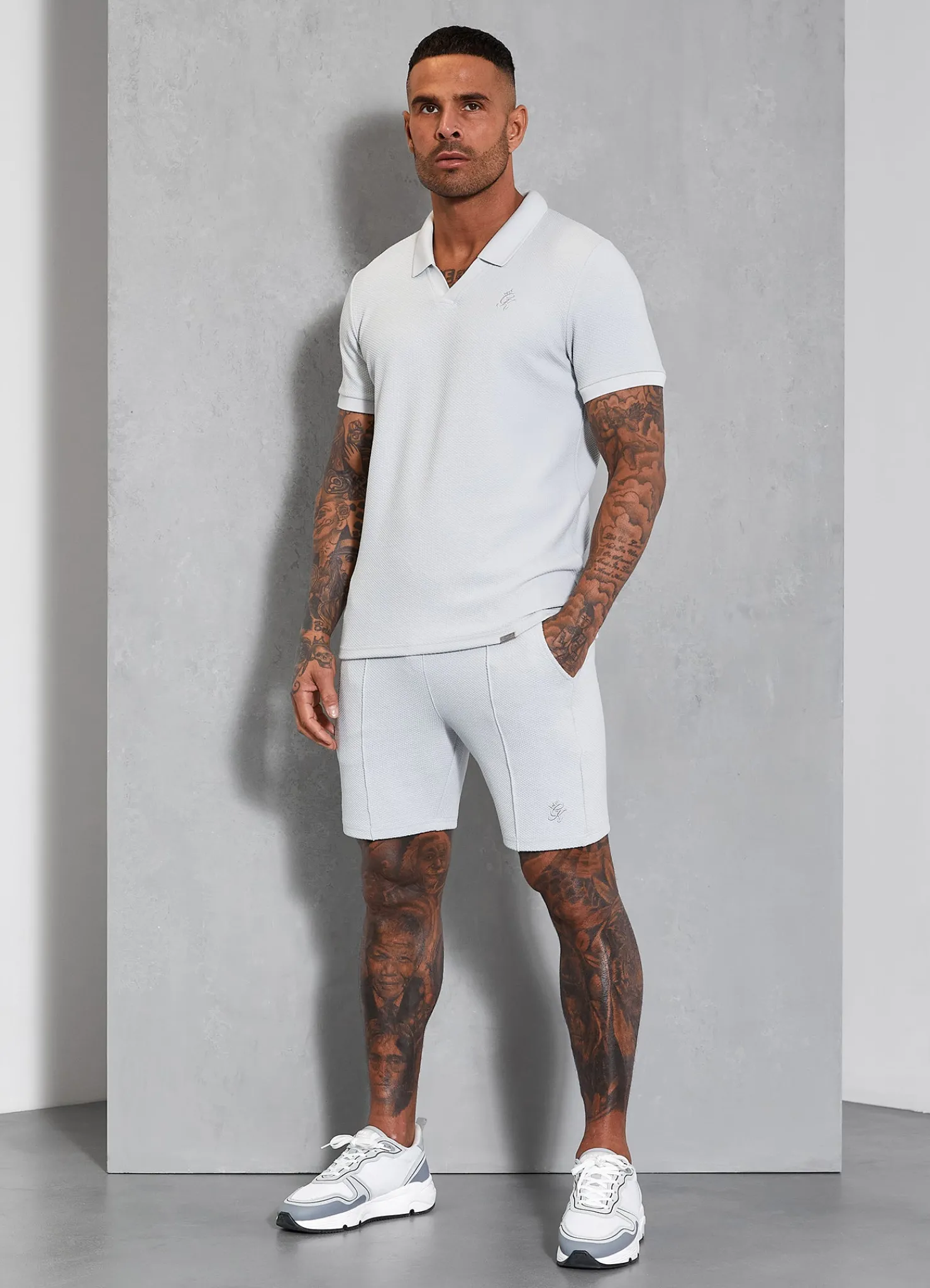 Twin Sets<Gym King Signature Texture Short Light Grey