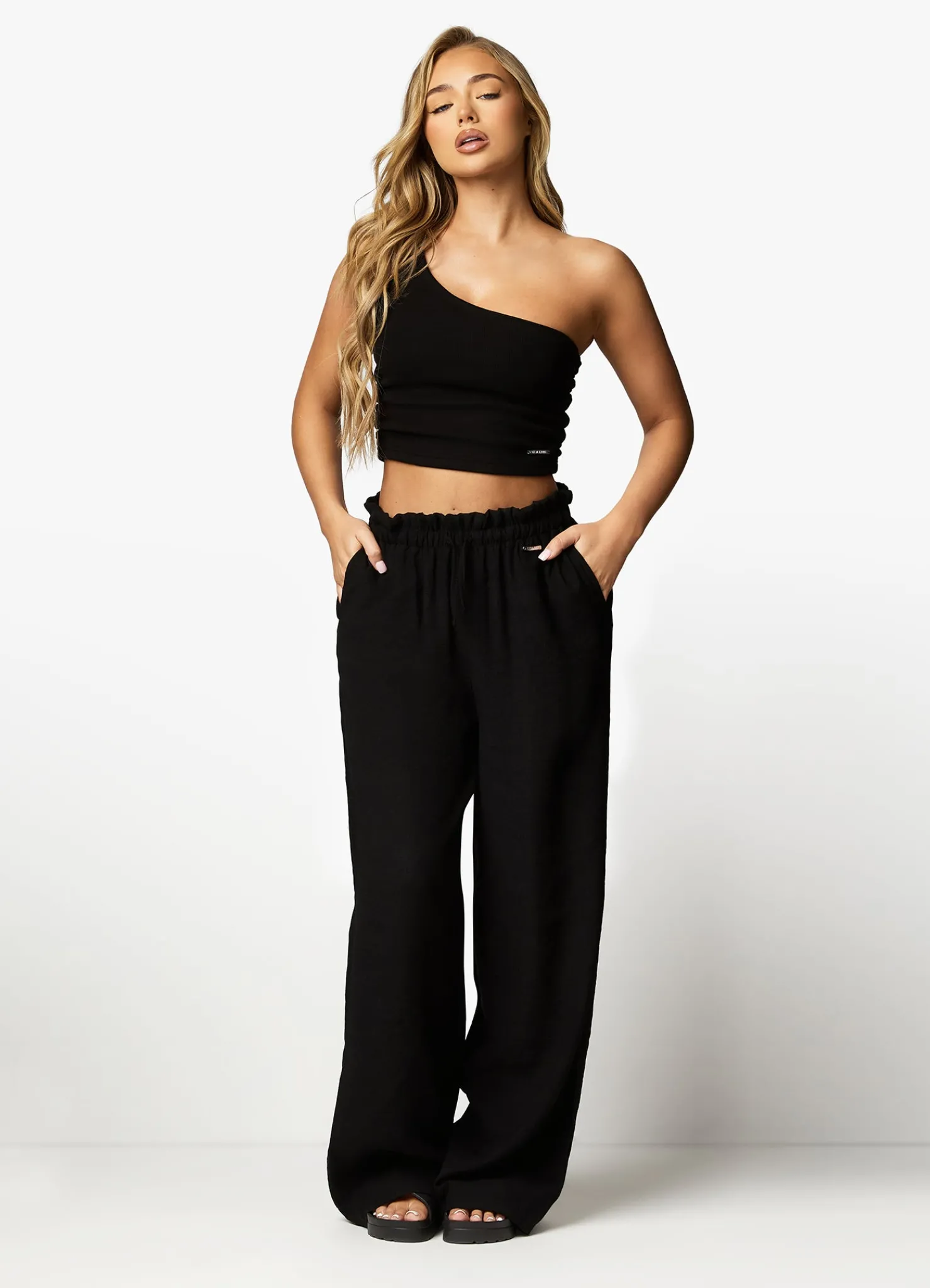 Co-Ords<Gym King Signature Woven Wide Leg Trouser Black
