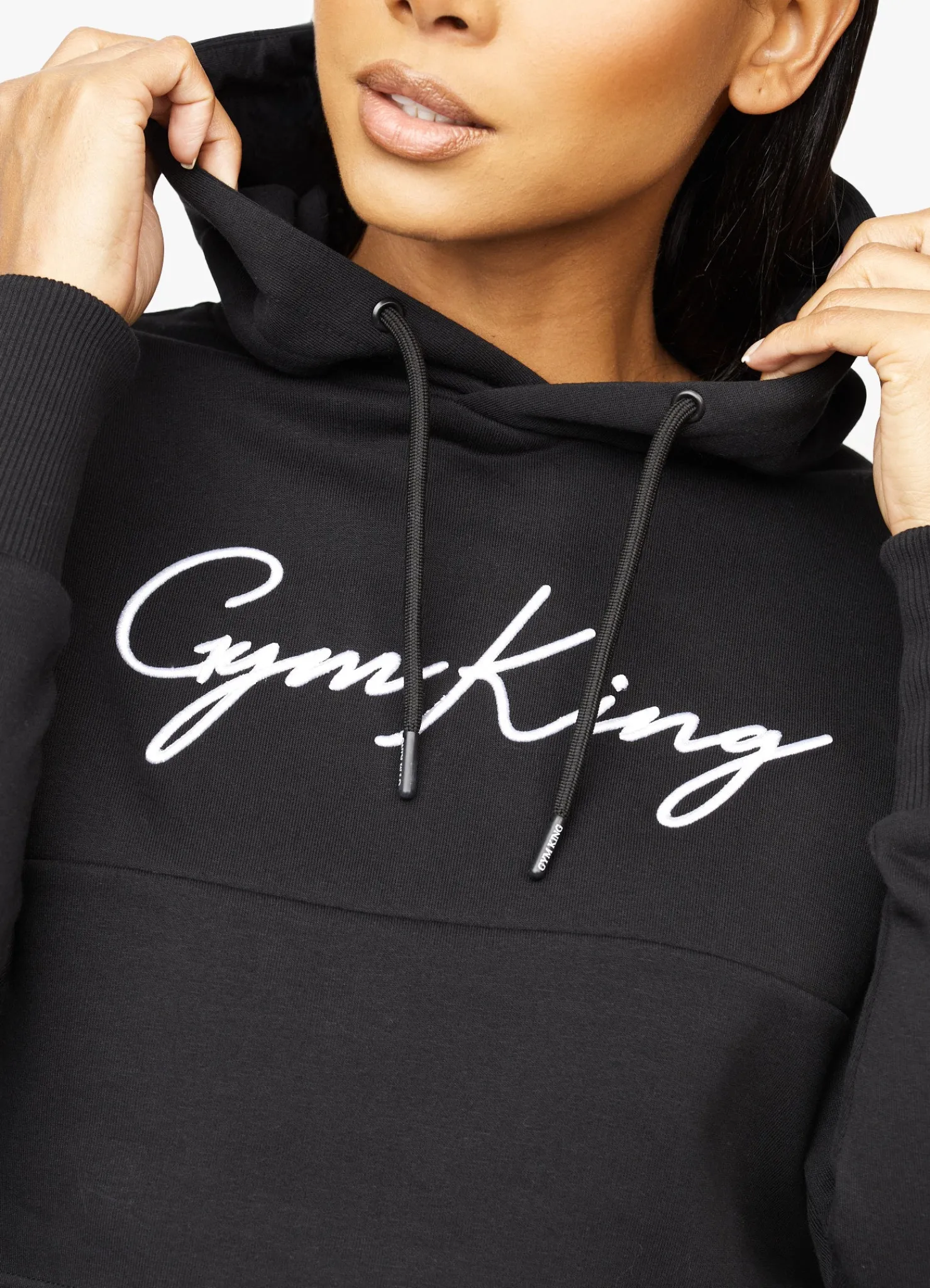 Hoodies<Gym King Sky Script Cropped Hoodie Black/White