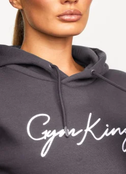 Hoodies<Gym King Sky Script Hood Steel Grey/White