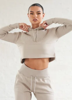 Hoodies<Gym King Sky Script Hooded Crop Mink