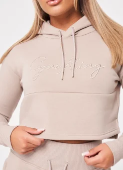 Hoodies<Gym King Sky Script Hooded Crop Mink