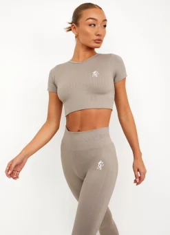 Tops & T-Shirts<Gym King Sport Seamless Rib Ss Top Taupe
