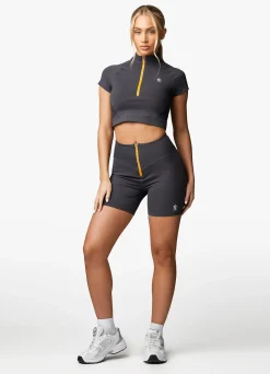 Gymwear<Gym King Stamina 1/4 Zip Crop Tee Graphite/Golden Orange