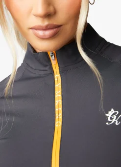 Tops & T-Shirts<Gym King Stamina 1/4 Zip Crop Tee Graphite/Golden Orange