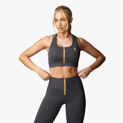 Sports Bras<Gym King Stamina Texture Racer Back Bra Graphite/Golden Orange