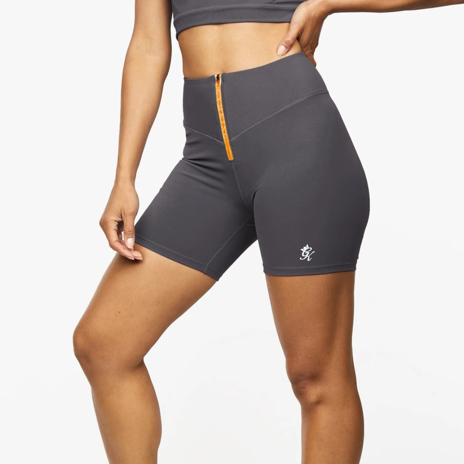 Gymwear<Gym King Stamina Zip Front Cycle Short Graphite/Golden Orange