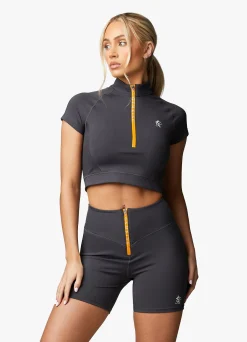 Shorts<Gym King Stamina Zip Front Cycle Short Graphite/Golden Orange