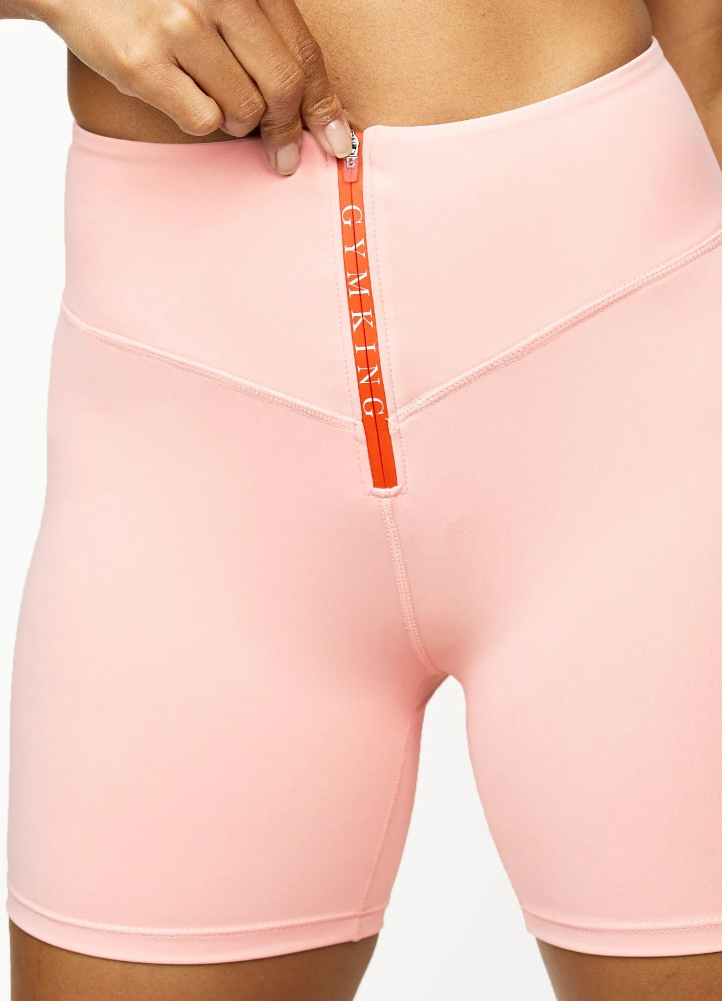 Shorts<Gym King Stamina Zip Front Cycle Short Blush Pink/Chilli Red