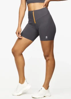 Shorts<Gym King Stamina Zip Front Cycle Short Graphite/Golden Orange