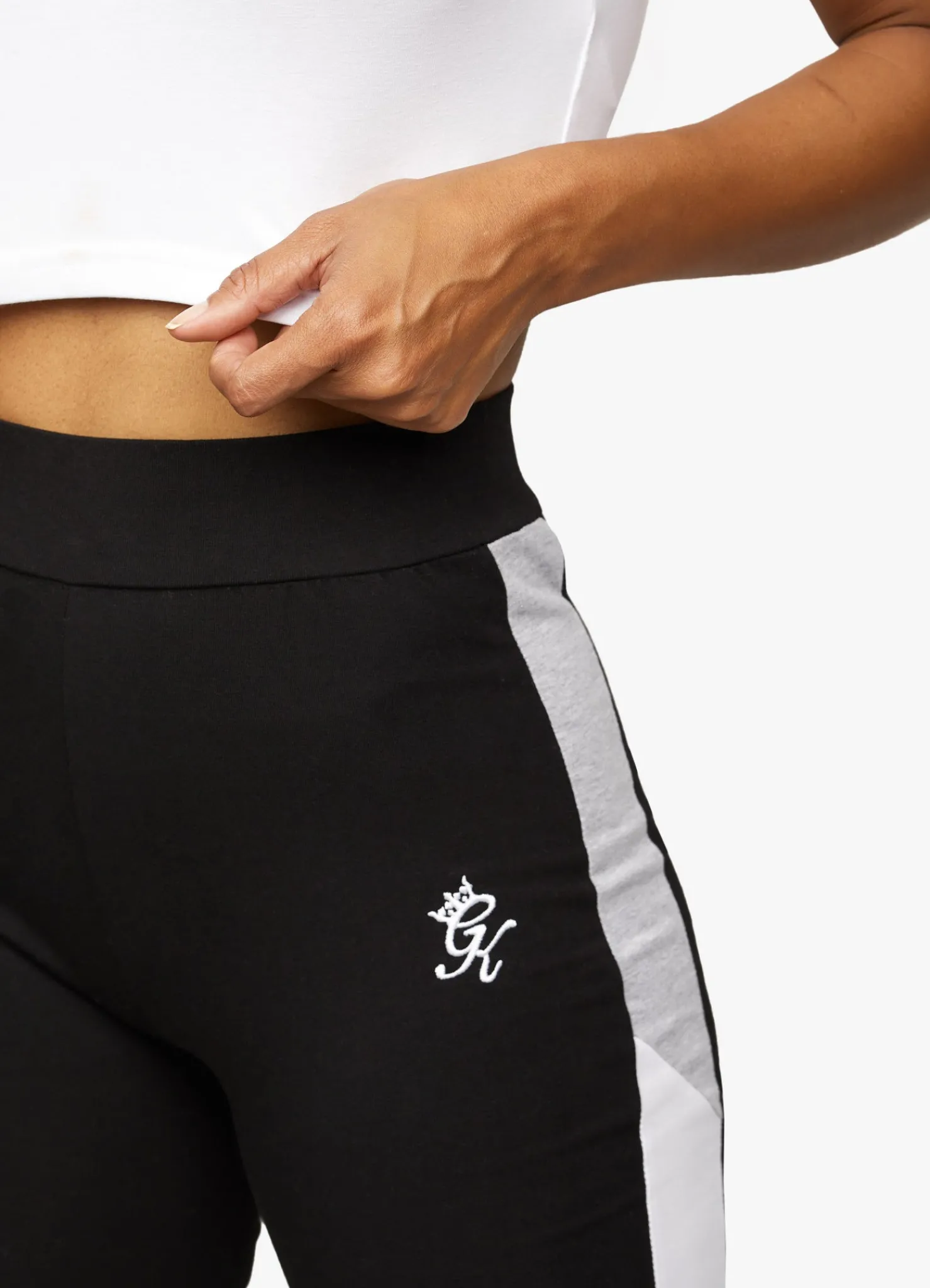 Shorts<Gym King Tri Colour Cycle Short Black/White/Grey Marl