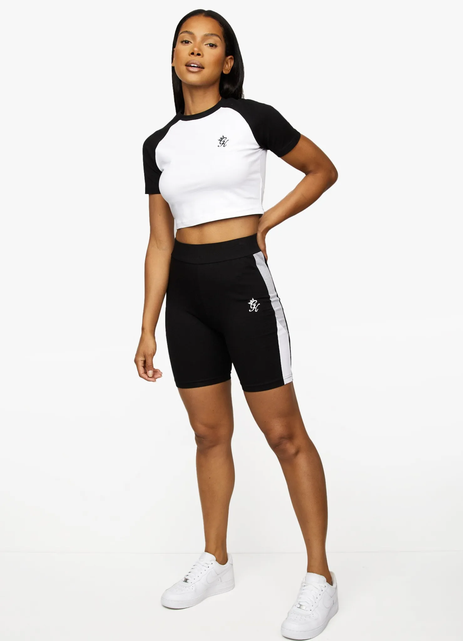 Shorts<Gym King Tri Colour Cycle Short Black/White/Grey Marl