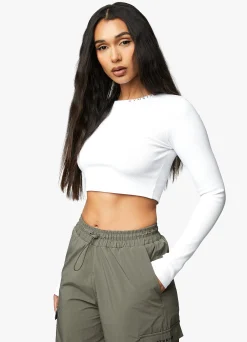 Co-Ords<Gym King Utility Rib Ls Crop Top White