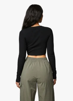 Co-Ords<Gym King Utility Rib Ls Crop Top Black