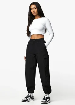 Tops & T-Shirts<Gym King Utility Rib Ls Crop Top White