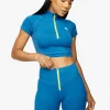 Tops & T-Shirts<Gym King stamina 1/4 Zip Crop Tee Blue Sapphire/Lime
