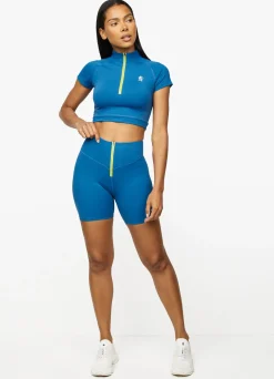 Tops & T-Shirts<Gym King stamina 1/4 Zip Crop Tee Blue Sapphire/Lime