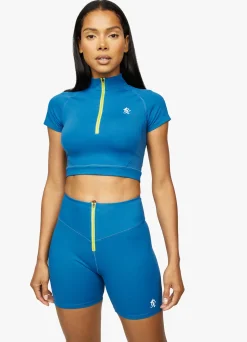 Tops & T-Shirts<Gym King stamina 1/4 Zip Crop Tee Blue Sapphire/Lime