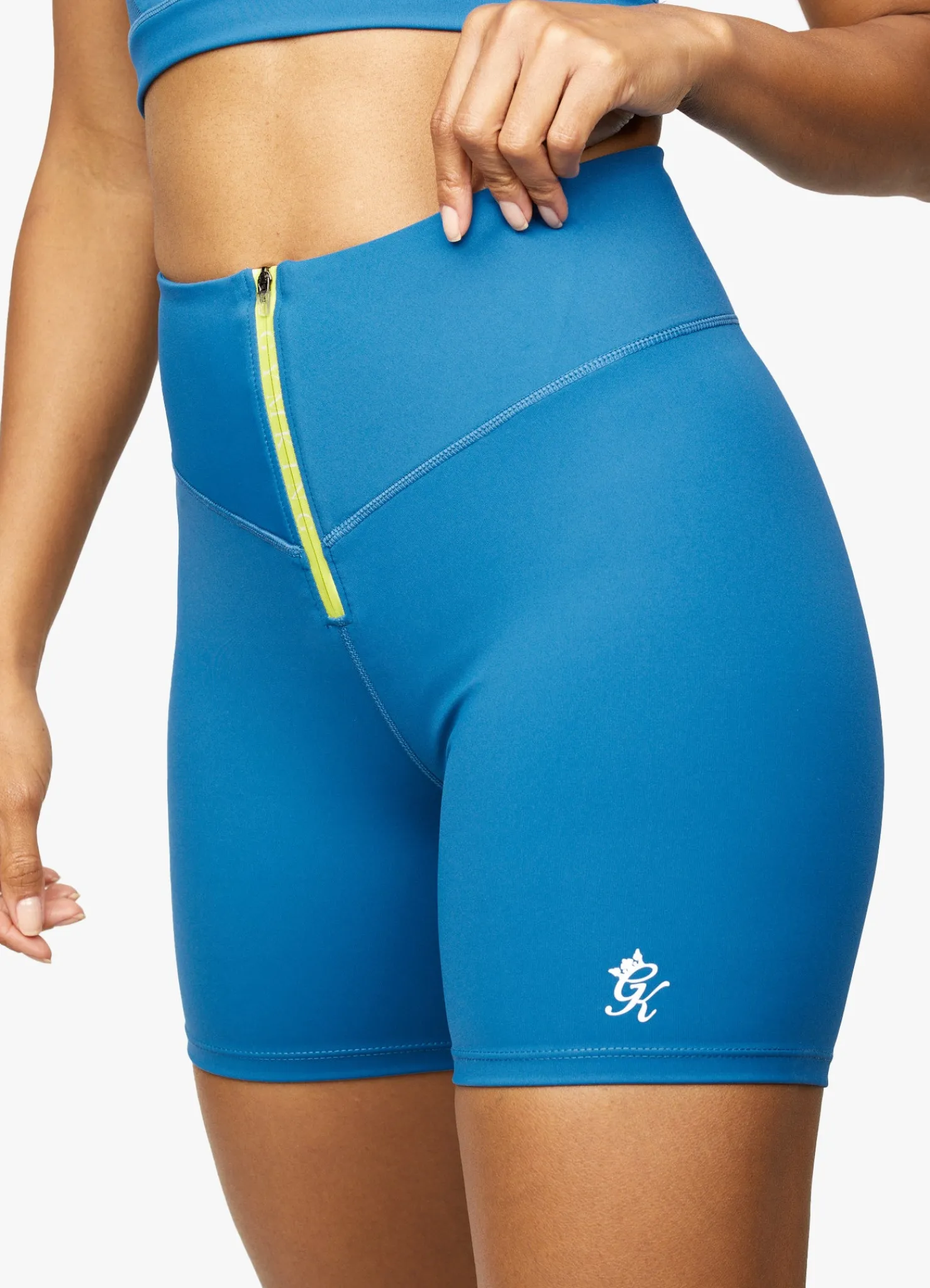 Shorts<Gym King stamina Zip Front Cycle Short Blue Sapphire/Lime